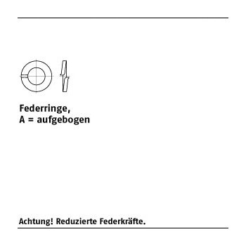 100 Stück DIN 127 A4 Form A Federringe aufgebogen A16 mm