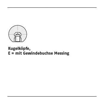 25 Stück DIN 319 Kunststoff Form E Ms schwarz Kugelköpfe E = mit Gewindebuchse Messing 25 M6 mm