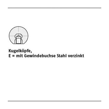 25 Stück DIN 319 Kunststoff Form E St schwarz Kugelköpfe E = mit Gewindebuchse Stahl verzinkt 20 M5 mm