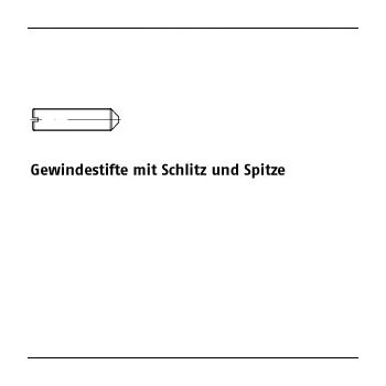 200 Stück DIN 553 14 H Gewindestifte mit Schlitz und Spitze M5x5   mm