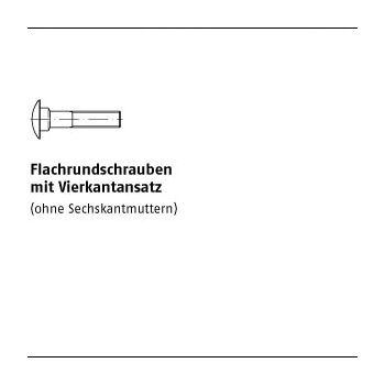 100 Stück DIN 603 8.8 galvanisch verzinkt Flachrundschrauben mit Vierkantansatz M8x120 mm