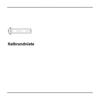 1000 Stück DIN 660 Stahl Halbrundniete 2x6 mm