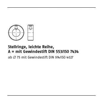 25 Stück DIN 705 Stahl Form A Stellringe leichte Reihe mit Gewindestift DIN 553/ISO 7434 A 5x10x6 mm