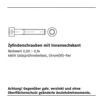 200 Stück DIN 912 12.9 zinklamellenbesch. Zylinderschrauben mit Innensechskant M6x35 mm