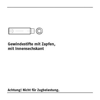 200 Stück DIN 915 45 H Gewindestifte mit Zapfen mit Innensechskant M3x5 mm