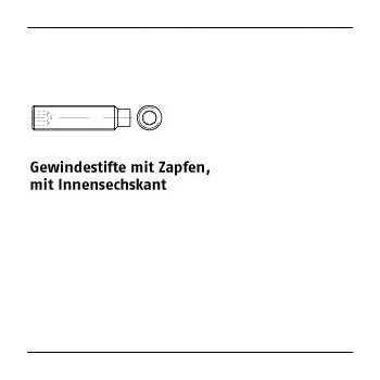 50 Stück DIN 915 A1/A2 Gewindestifte mit Zapfen mit Innensechskant M3x5 mm