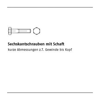 100 Stück DIN 931 10.9 Sechskantschrauben mit Schaft M10x40 mm