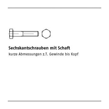 50 Stück DIN 931 12.9 Sechskantschrauben mit Schaft M14x80 mm