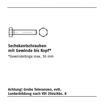 200 Stück DIN 933 Kunststoff PA Sechskantschrauben mit Gewinde bis Kopf M6x10 mm