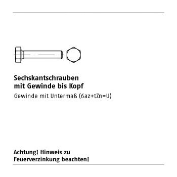 1 Stück DIN 933 8.8 feuerverzinkt Sechskantschrauben mit Gewinde bis Kopf M16x220 mm