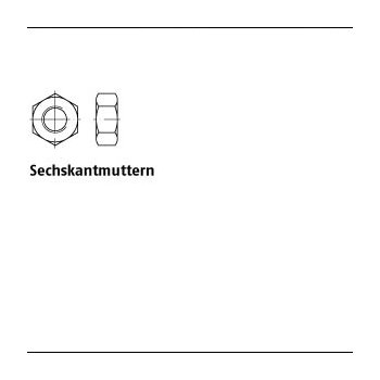 1000 Stück DIN 934 6 AU Sechskantmuttern M2 mm