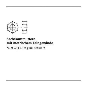 DIN 934 Sechskantmuttern Fein M72x6 mm 1 Stück