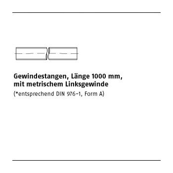 1 Stück DIN 975 Stahl Links Gewindestangen Länge 1000 mm mit metrischem Linksgewinde M14 LH mm