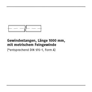 1 Stück DIN 975 Stahl Fein Gewindestangen Länge 1000 mm mit metrischem Feingewinde M14x1,5 mm