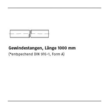 1 Stück DIN 975 Stahl gelb verzinkt Gewindestangen Länge 1000 mm M6 mm