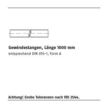 1 Stück DIN 975 Kunststoff PA Gewindestangen Länge 1000 mm M5 mm