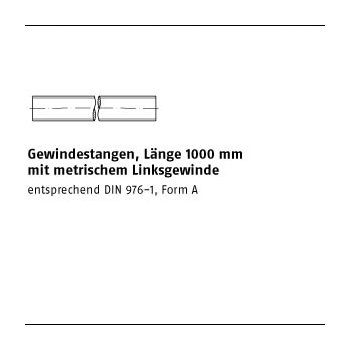 1 Stück DIN 975 A2 Links Gewindestangen Länge 1000 mm Mit metrischem Linksgewinde M8 LH mm