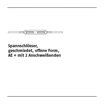 1 Stück DIN 1480 A2 SP AE Spannschlösser geschmiedet offene Form mit 2 Anschweißenden SP AE M12 mm