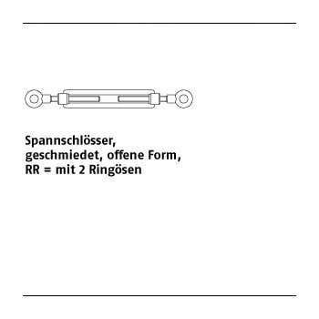 DIN 1480 A 2 SP-RR Spannschlösser geschmiedet, offene Form, mit 2 Ringösen - Abmessung: SP-RR M 8 VE=S (1 Stück)