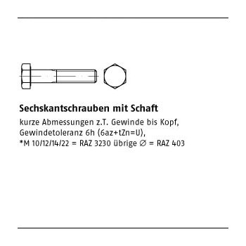 100 Stück ISO 4014 8.8 feuerverzinkt Sechskantschrauben mit Schaft M10x50 mm
