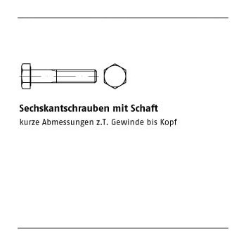 1 Stück ISO 4014 1.4571 (A 5) Sechskantschrauben mit Schaft M20x90 mm