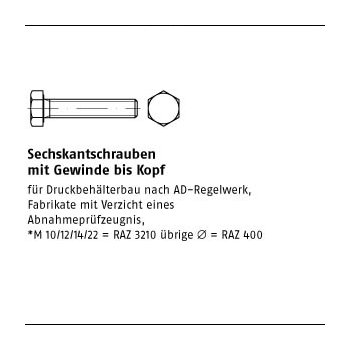 100 Stück ISO 4017 5.6 AD W7 galvanisch verzinkt Sechskantschrauben mit Gewinde bis Kopf M10x45 mm