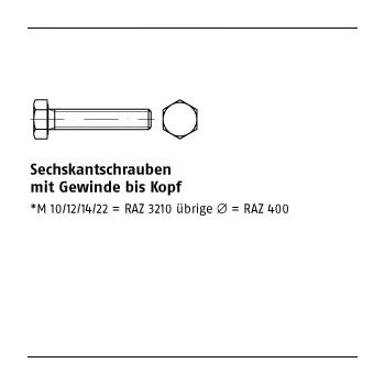 100 Stück ISO 4017 Messing Sechskantschrauben mit Gewinde bis Kopf M5x40 mm