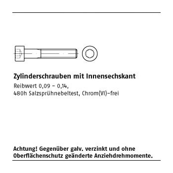 500 Stück ISO 4762 12.9 zinklamellenbesch. Zylinderschrauben mit Innensechskant M6x12 mm