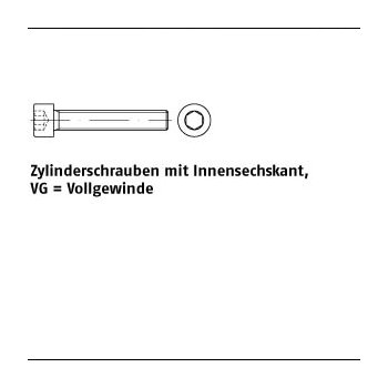 200 Stück ISO 4762 8.8 VG galvanisch verzinkt Zylinderschrauben mit Innensechskant mit Vollgewinde M5x40 mm