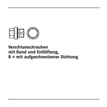 100 Stück DIN 5586 Stahl Form B gelb verzinkt Verschlussschrauben m. Bund Entlüftung und aufgeschmolzener Dichtung BG 1/8 A mm