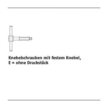 1 Stück DIN 6304 5.8 Form E brüniert Knebelschrauben mit festem Knebel ohne Druckstück EM6x50 mm