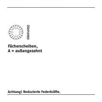 1000 Stück DIN 6798 1.4310 Form A Fächerscheiben außengezahnt A22   mm