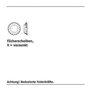 100 Stück DIN 6798 1.4310 Form V Fächerscheiben verSenkkopft V 13 mm