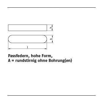 1 Stück DIN 6885 Stahl C45+C Form A Passfedern hohe Form rundstirnig ohne Bohrung(en) A25x14x80 mm