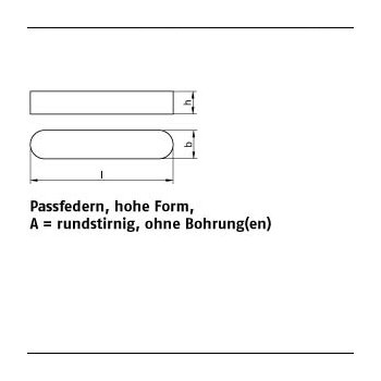 50 Stück DIN 6885 A4 Form A Passfedern hohe Form rundstirnig ohne Bohrung(en) A 5x5x50 mm