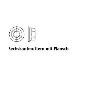 1000 Stück DIN 6923 A2 Sechskantmuttern mit Flansch M8 mm