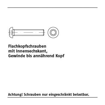 500 Stück ISO 7380 1 010.9 Flachkopfschrauben mit Innensechskant Gewinde bis annährend Kopf M5x12 mm