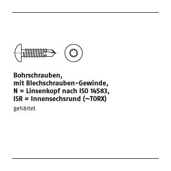 1000 Stück DIN 7504 Stahl Form N ISR galvanisch verzinkt Bohrschrauben mit Blechschrauben Gew. mit Linsenkopf nach ISO 14585 mit ISR N 2,9x19 T10 mm