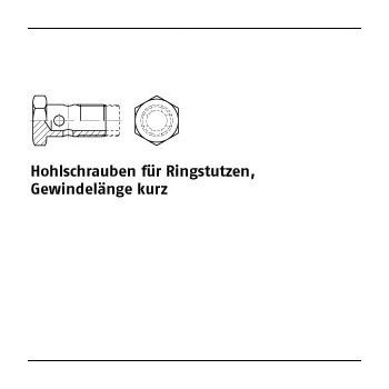 25 Stück DIN 7643 Stahl gelb verzinkt Hohlschrauben für Ringstutzen Gewindelänge kurz 15 3 M18x15 mm