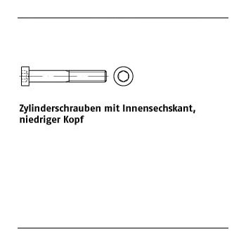 50 Stück DIN 7984 08.8 Zylinderschrauben mit Innensechskant niedriger Kopf M12x80 mm