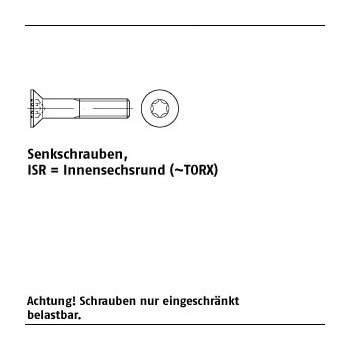 500 Stück ISO 10642 08.8 ISR galvanisch verzinkt Senkkopfschrauben mit Innensechsrund (TORX) M4x25 T20 mm