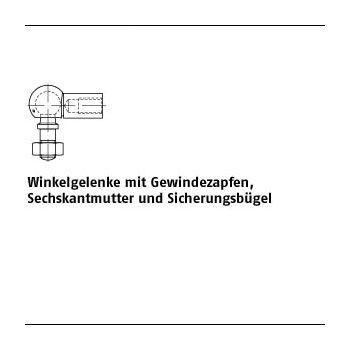 25 Stück DIN 71802 Stahl Form AS galvanisch verzinkt Winkelgelenke mit Gewindezapfen Sechskantmutter und Sicherungsbügel AS 8 M5 mm