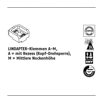 1 Stück GTW 40 A galvanisch verzinkt LINDAPTER Klemmen A Mmit Rezess (Kopf Drehsperre) mittlere Nockenhöhe MM8 / 40** mm