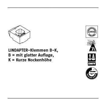 1 Stück GTW 40 B K galvanisch verzinkt LINDAPTER Klemmen B K mit glatter Auflage kurze Nockenhöhe KM10 / 40** mm