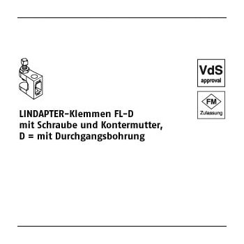 1 Stück GTW 40 FL D galvanisch verzinkt LINDAPTER Klemmen FL D mit Schraube und Kontermutter mit Durchgangsbohrung FL 1  D 9 mm