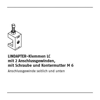 1 Stück GTW 40 LC galvanisch verzinkt LINDAPTER Klemmen LC mit 2 Anschlussgew. mit Schraube und Kontermutter M6 M6 mm