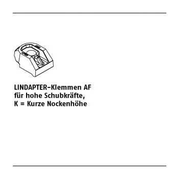 1 Stück Sphäroguß AF K feuerverzinkt LINDAPTER Klemmen AF f. hohe Schubkräfte kurze Nockenhöhe KM16 mm