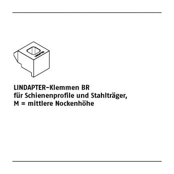 1 Stück Temperguss BR galvanisch verzinkt LINDAPTER Klemmen BR für Schienenprofile und Stahlträger mittlere Nockenhöh BR 12 / 60 mm