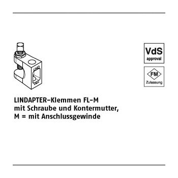 1 Stück GTW 40 FL galvanisch verzinkt LINDAPTER Klemmen FL Mmit Schraube und Kontermutter mit Anschlussgewinde FL 1 M8 mm