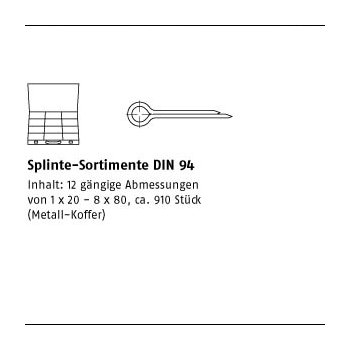 1 Stück Sortimente DIN 94 Stahl galvanisch verzinkt Splinte Sortimente DIN 94 DIN 94 mm